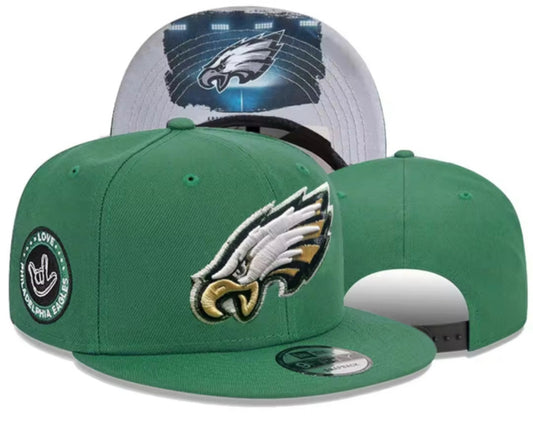 Philadelphia Eagles With Love Philadelphia Eagles Side Patch Snapback Hat-Green